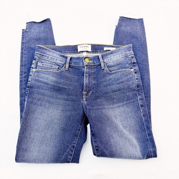 Frame Le Skinny de Jeanne Crop Denim Jeans Lo/Hi Hem Size 27 - Picture 7 of 7
